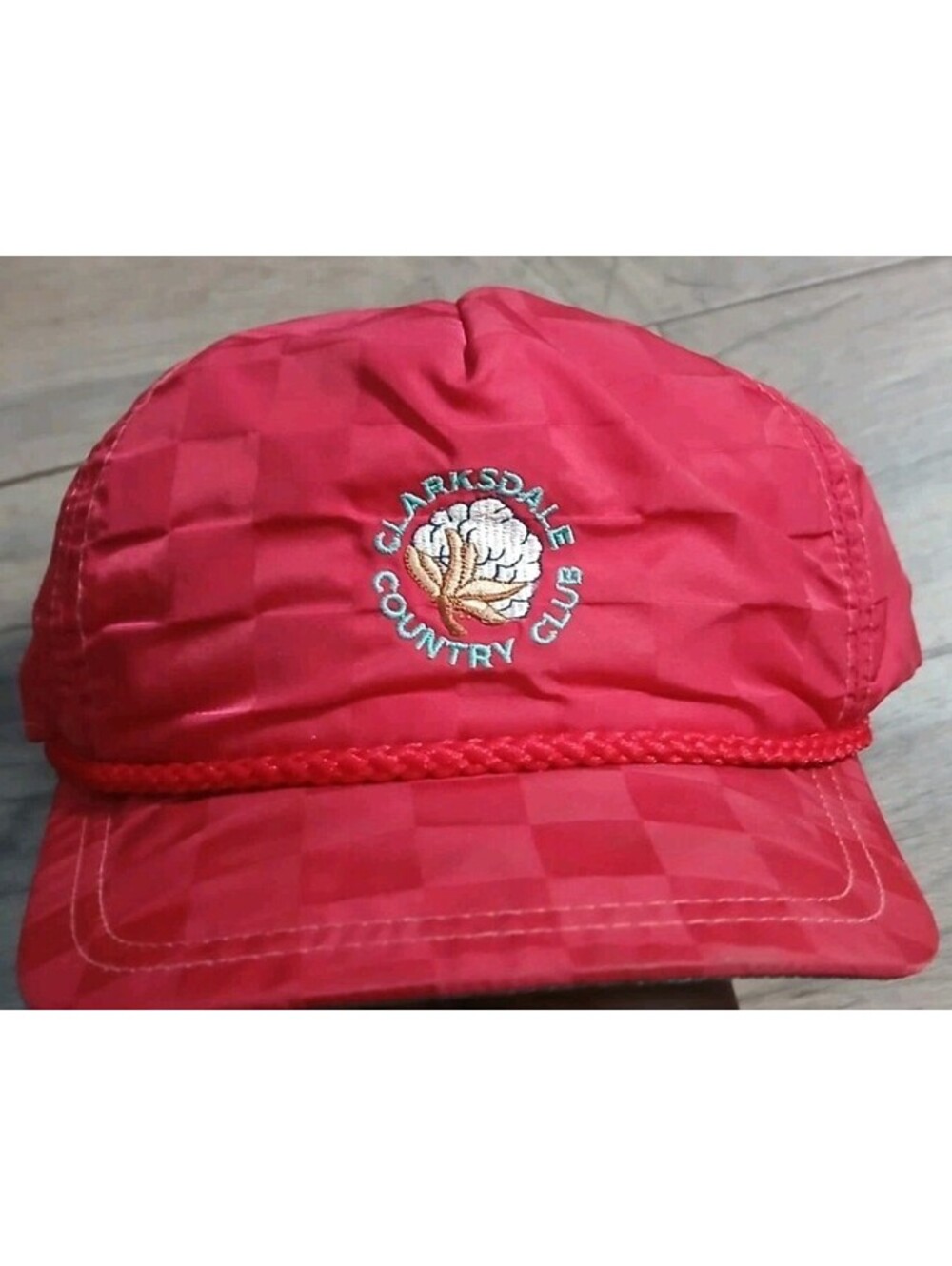 Clarksdale Country Club - Red Checkered Nylon Strohm Hat w/ Rope Trim - Made USA